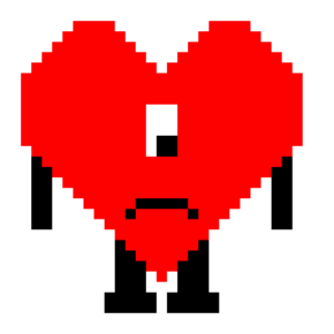 Corazón de la portada de "Un verano sin ti" de Bad Bunny en estilo pixel.